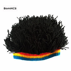 BomHCS Funny Jamaican Wig Hat Winter Warm 100% Handmade Crochet Knitted Beanie Cap Birthday Gift for Fun