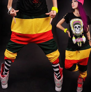 New Fashion Jamaican Reggae Harem Hip Hop Dance Pants Sweatpants Costumes Green Yellow Red Female  Trousers